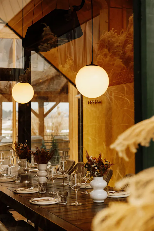 light fixture, ceiling, chandelier, furniture, restaurant, lantern