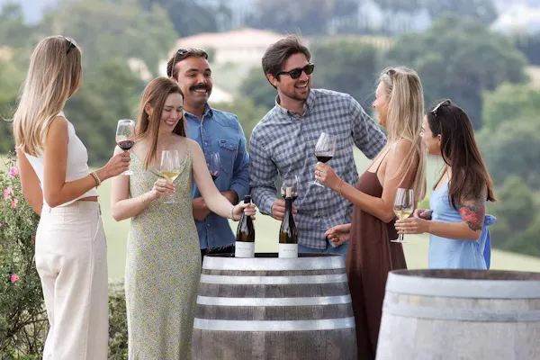 happiness, dress, alcoholic drink, smile, people in nature, bottle
