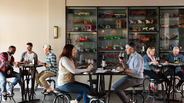 furniture, table, chair, restaurant, sitting, conversation