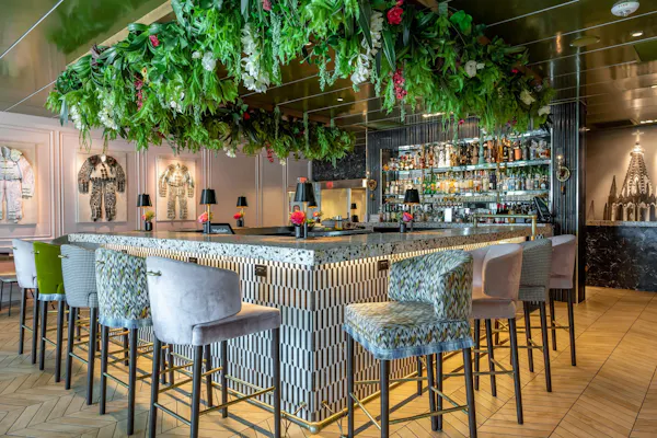table, furniture, decoration, flowerpot, lighting, plant