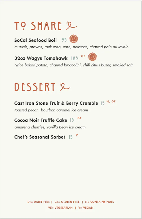 text, orange, font, restaurant menu, document, screenshot