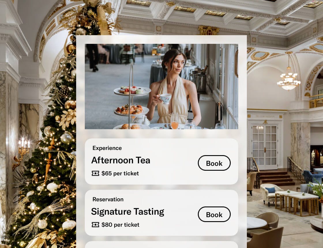 hotel lobby with afternoon tea setup